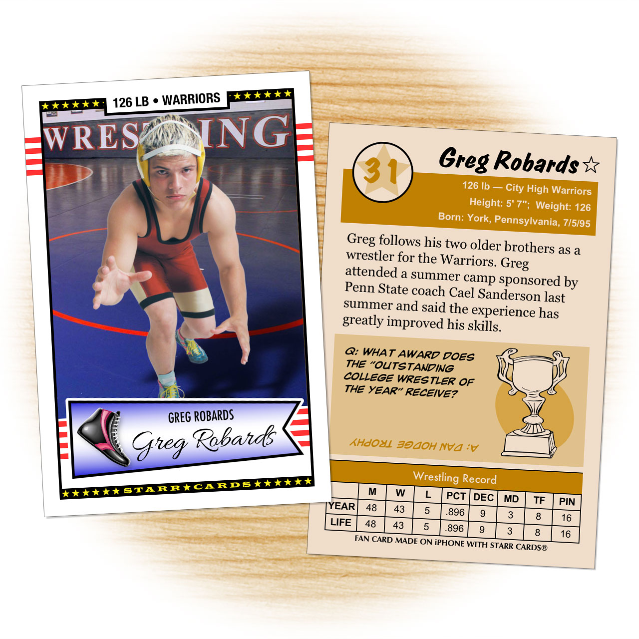 Retro 50 Series custom wrestling cards