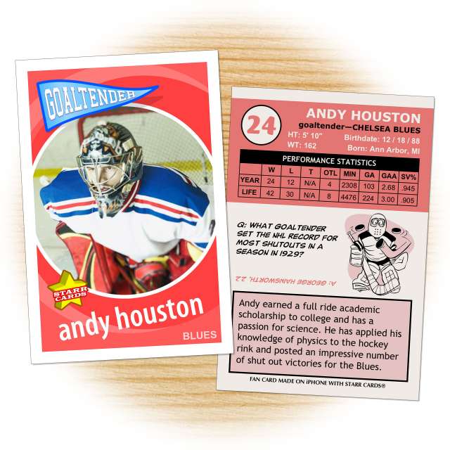 Hockey card template from Starr Cards Hockey Card Maker.