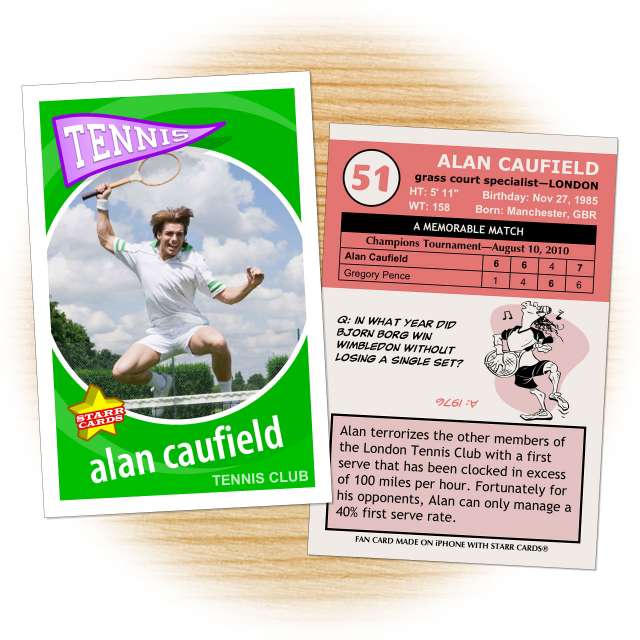 Tennis card template from Starr Cards Tennis Card Maker.