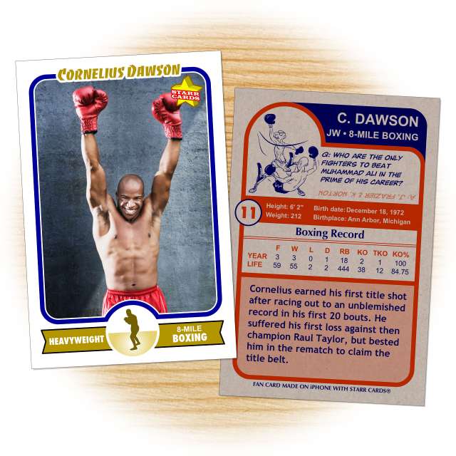 Boxing card template from Starr Cards Boxing Card Maker.