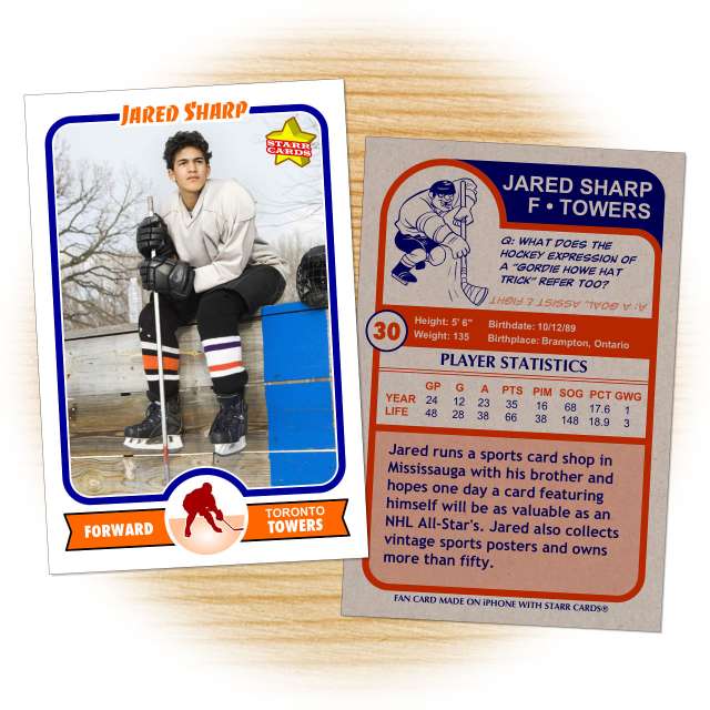 Hockey card template from Starr Cards Hockey Card Maker.