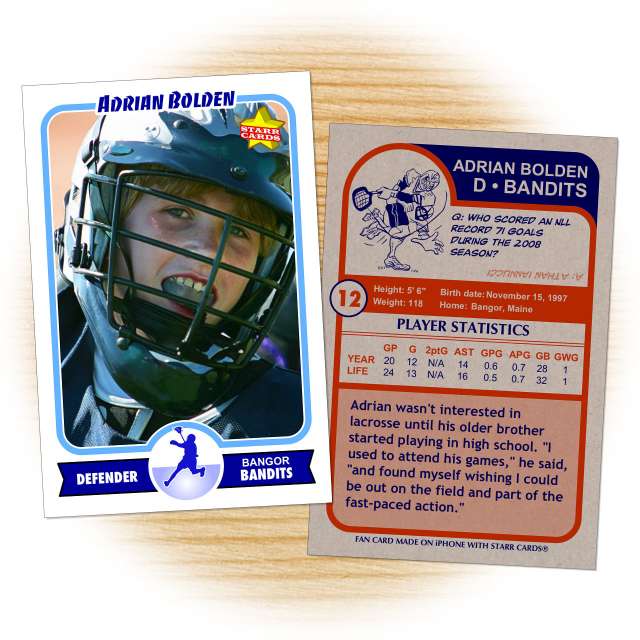 Lacrosse card template from Starr Cards Lacrosse Card Maker.