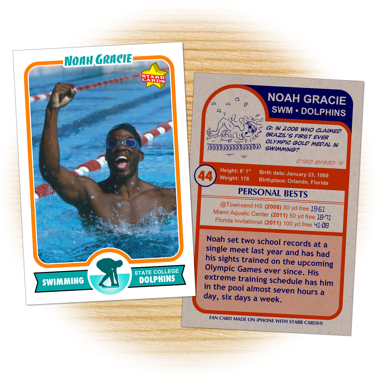 Retro 75 Series custom swimming cards