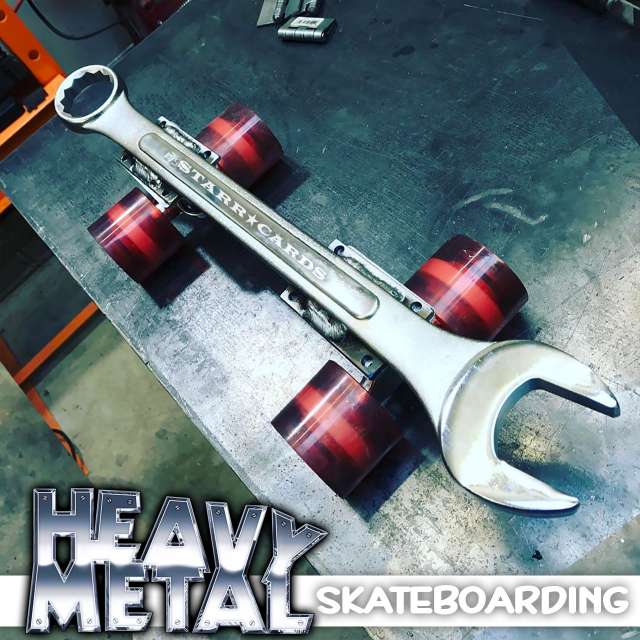 Retro Weld's finished wrench skateboard for Braille Skateboarding