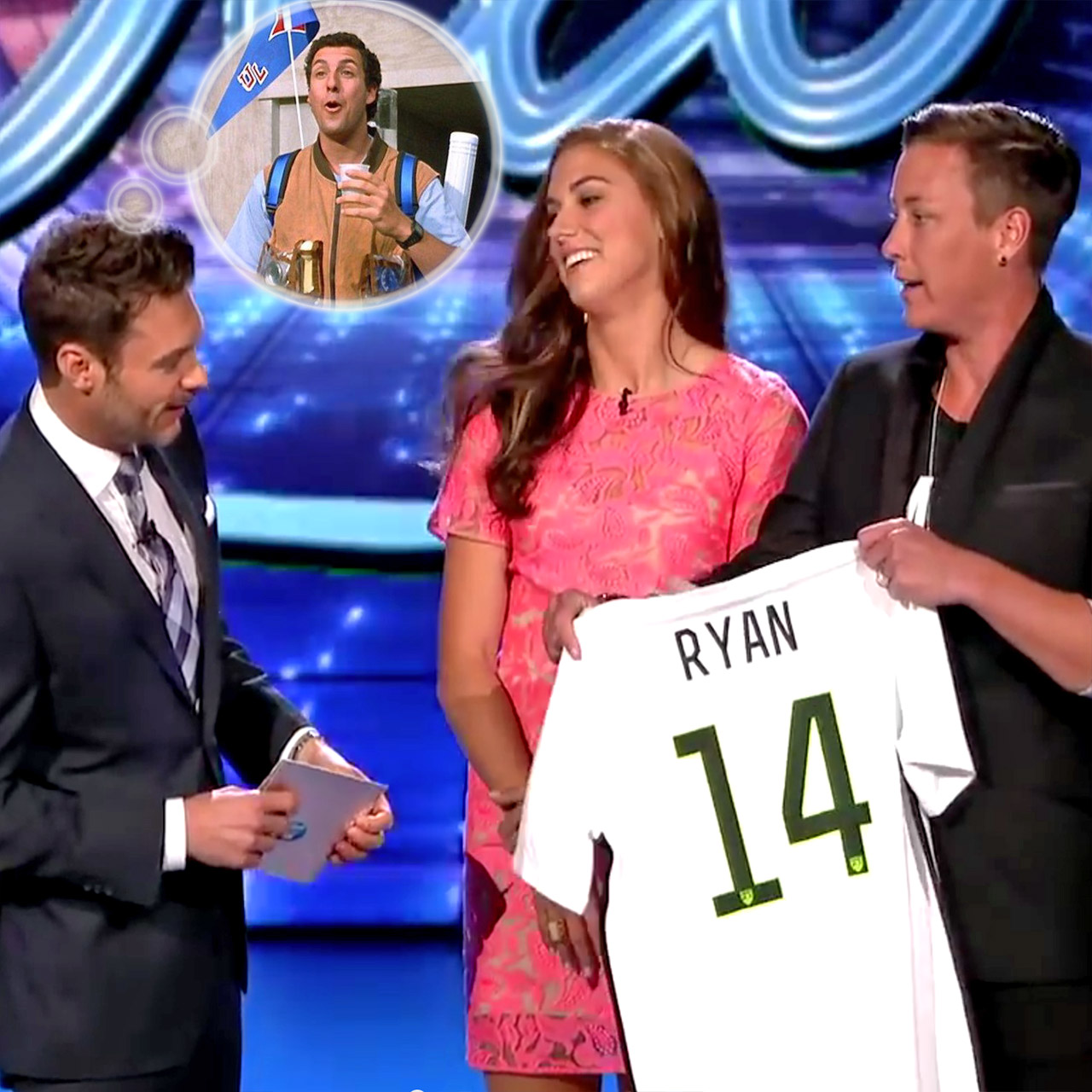 Ryan Seacrest with Alex Morgan and Abby Wambach on 'American Idol'