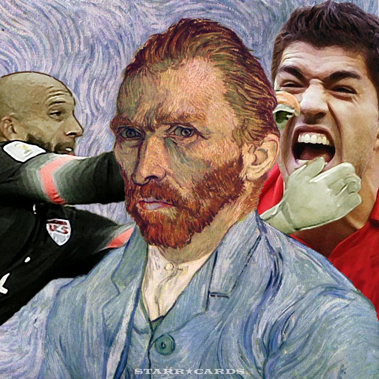 Tim Howard saves the ear of Vincent Van Gogh from Luis Suarez.