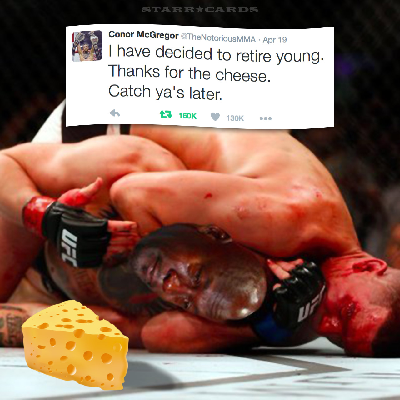 UFC fighter Conor McGregor retires with his cheese