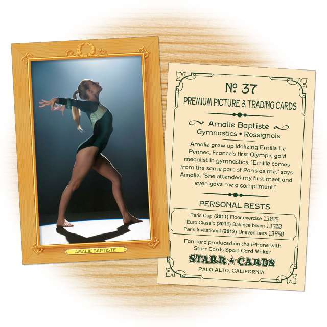 Gymnastics card template from Starr Cards Gymnastics Card Maker.