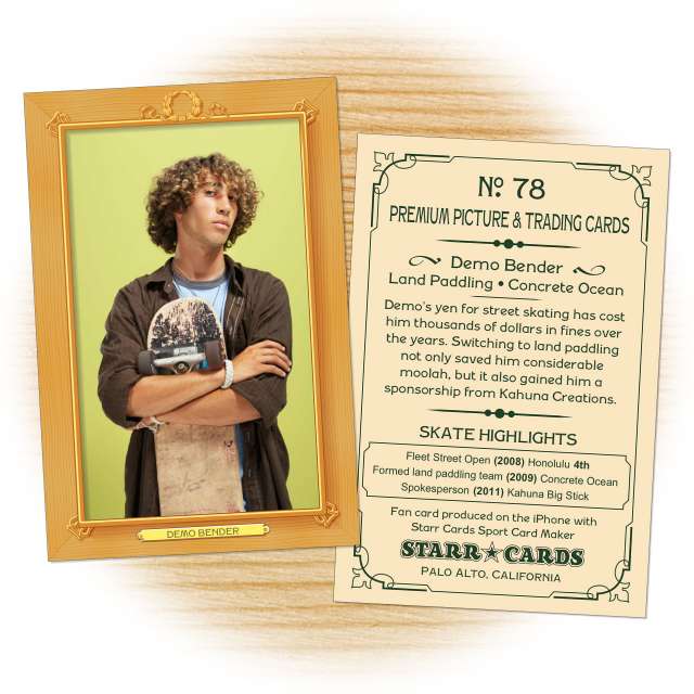 Skater card template from Starr Cards Skateboarding Card Maker.