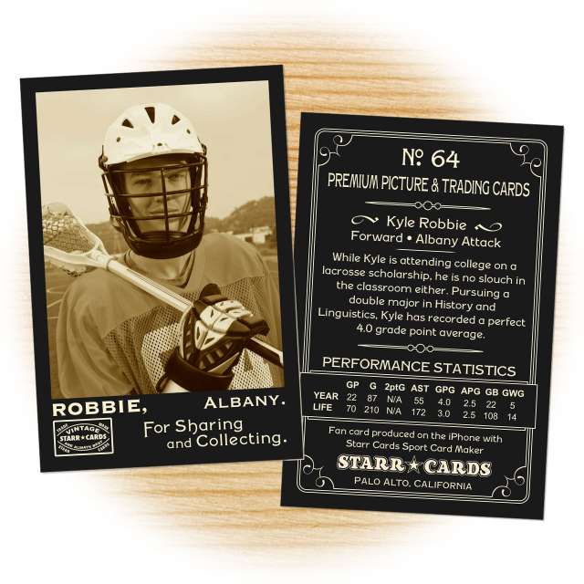 Lacrosse card template from Starr Cards Lacrosse Card Maker.