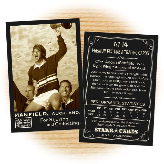 Rugby card template from Starr Cards Rugby Card Maker.